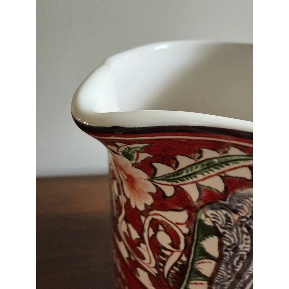 RETIRED POTTERY BARN RED BOHO MEZZE Water Pitcher  32oz Stoneware
